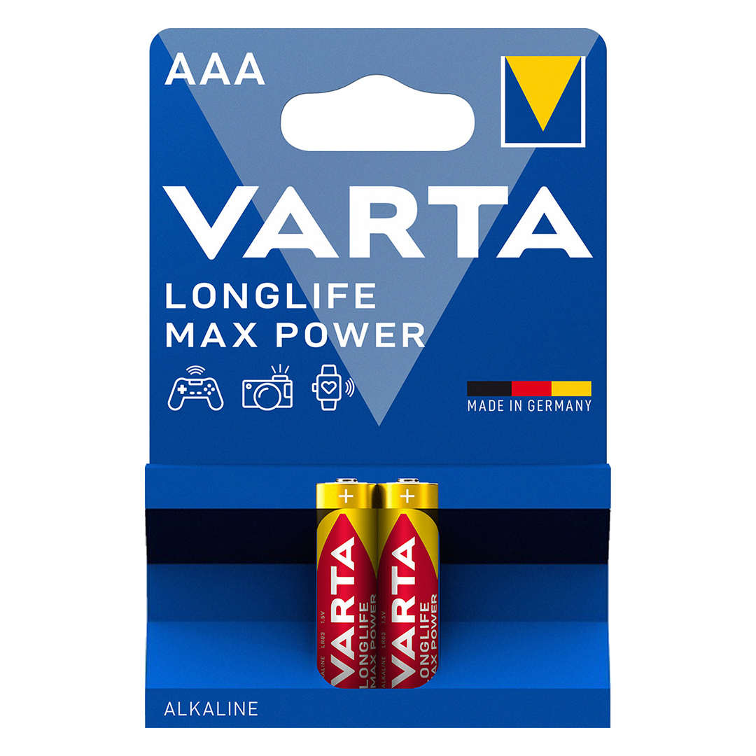 باتری نیم قلمی وارتا مدل LongLife Max Power بسته دو عددی