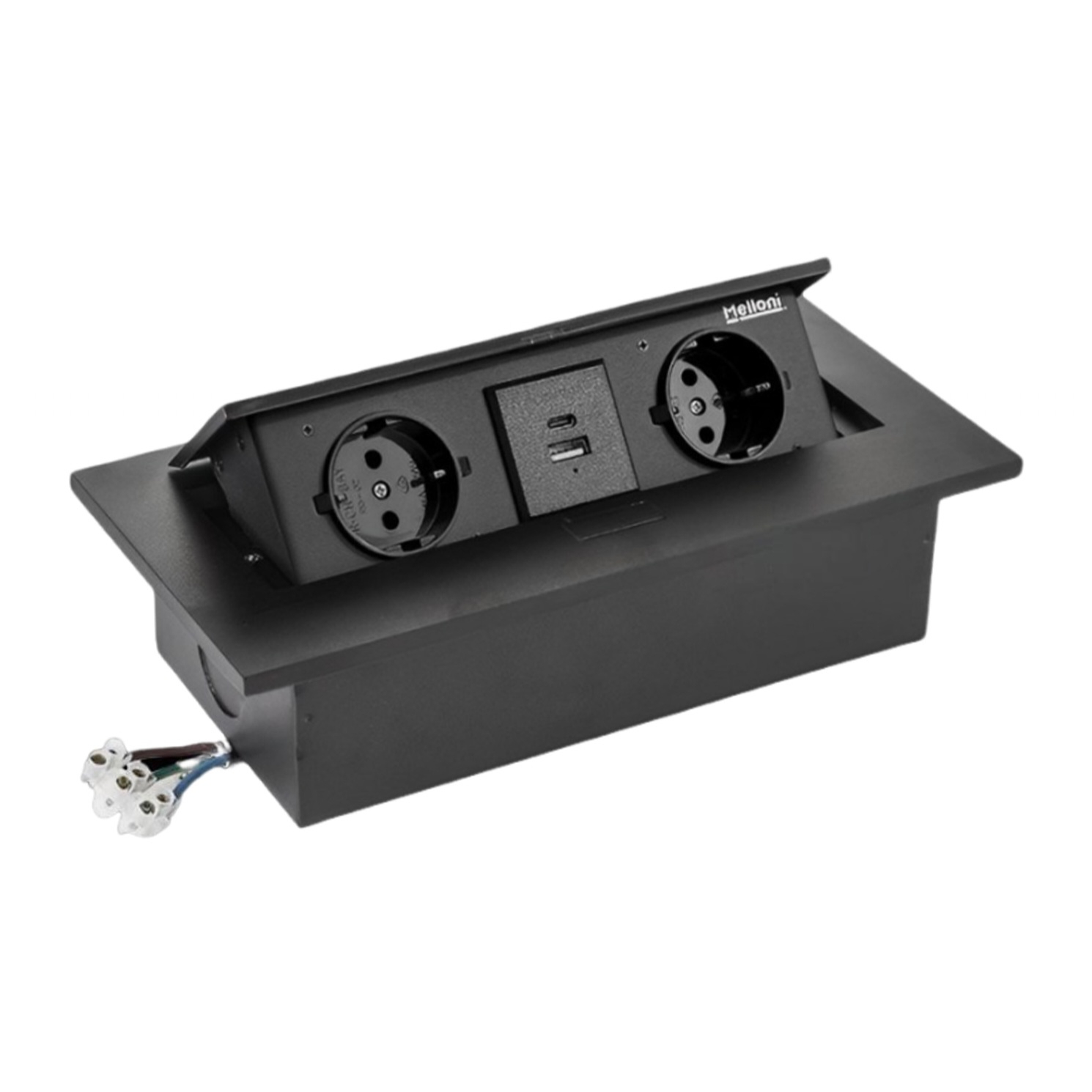 پریز توکار ملونی دو پریز راست و چپ مدل 10017