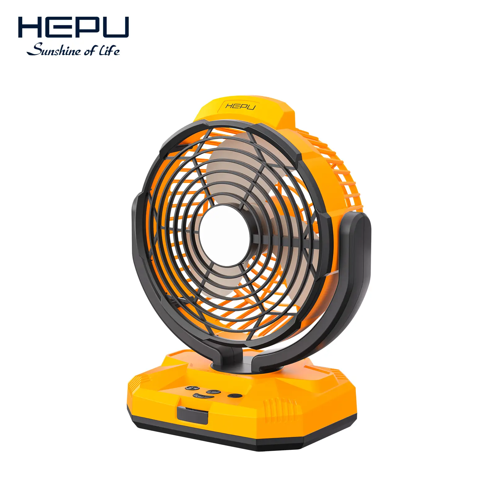 پنکه رومیزی شارژی HEPU مدل HP-F878، باتری 7200 میلی‌آمپرساعت، LED و کنترل از راه دور