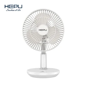 پنکه رومیزی شارژی HEPU مدل HP-F880 با باتری 4000 میلیآمپرساعت و چراغ LED
