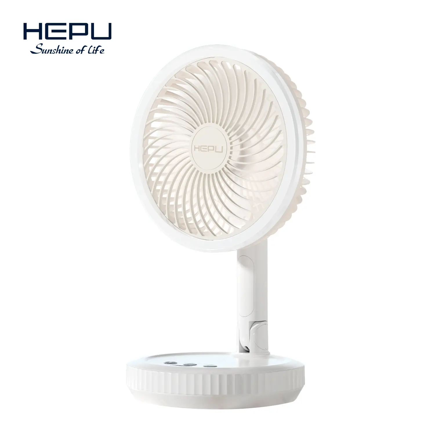 پنکه رومیزی شارژی HEPU مدل HP-F888 سایز 8 اینچ، تاشو، LED دار، باتری 4000mAh