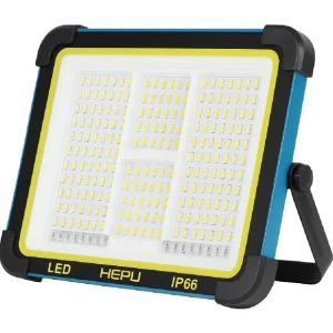 چراغ کار LED شارژی و خورشیدی HEPU مدل HP-L34 توان 150 وات با 336 لامپ LED و پایه مغناطیسی